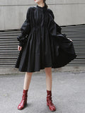 Momentlover Loose Original Designed Irregular Puff Shirt Dress