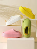 Momentlover Home Non-Slip Keep Warm Velvet Waterproof Solid Color Slippers