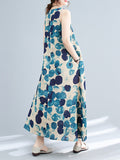 Momentlover Polka-Dot Sleeveless Loose Round-Neck Maxi Dresses