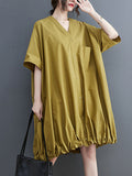 Momentlover Urban Loose Solid Color Elasticity Hemline Midi Dress