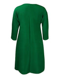 Momentlover Vacation Long Sleeves A-Line Pleated Solid Color Round-Neck Midi Dresses