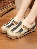 Momentlover Striped Flat Shoes Casual Canvas Shoes