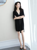 Momentlover Casual V-Neck Button Modal Short Pajamas