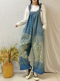 Momentlover Vintage Denim Embroidered Wide Leg Jumpsuits