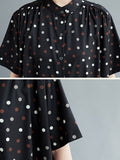 Momentlover Original Polka-Dot Stand Collar Shirts Dress