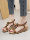 Momentlover Peep Toe Open Toe Elasticity Wedges & Flatform Sandals