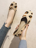 Momentlover Leopard Contrast Color Breathable Flat Shoes