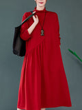 Momentlover Original Solid High-Neck Knitting Dress