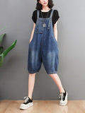 Momentlover Artistic Retro Loose Sleeveless Split-Joint Overalls