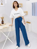 Momentlover Solid Color Loose Modal Wide-Leg Casual Pants