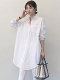 Momentlover Office Long Sleeves Solid Color Lapel Blouses Shirt Dress