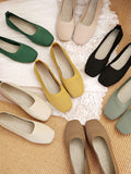 Momentlover Solid Color Breathable Flat Shoes